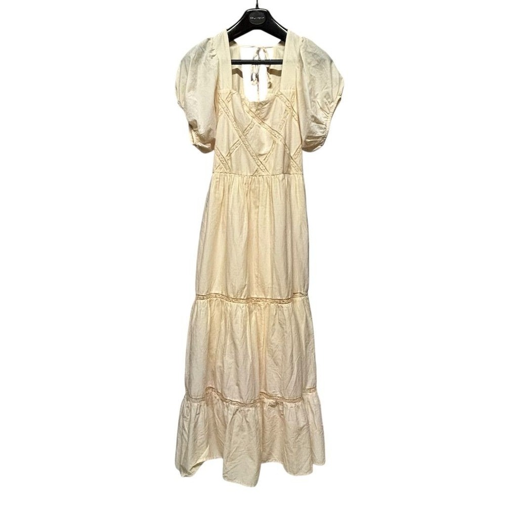 Band of‎ the Free Women's L Beige Maxi Dress Long Sleeve Casual